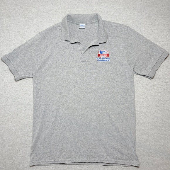 Port & Company Mens Polo Shirt Large Gray GEICO 2011 Auto Damage Conference Logo